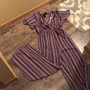 Purple and white jumpsuit
